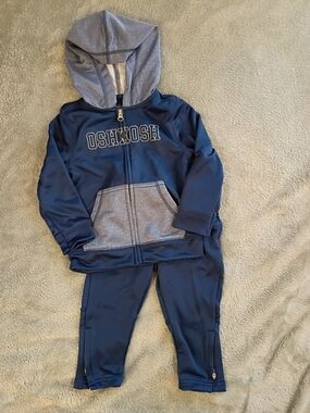 OshKosh B'gosh Navy Hoodie And Joggers with Heather Gray Trim